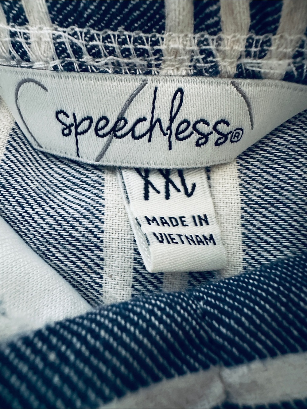Speechless Navy & White Striped Tie-Front Dress Size XXL - Picture 5 of 8